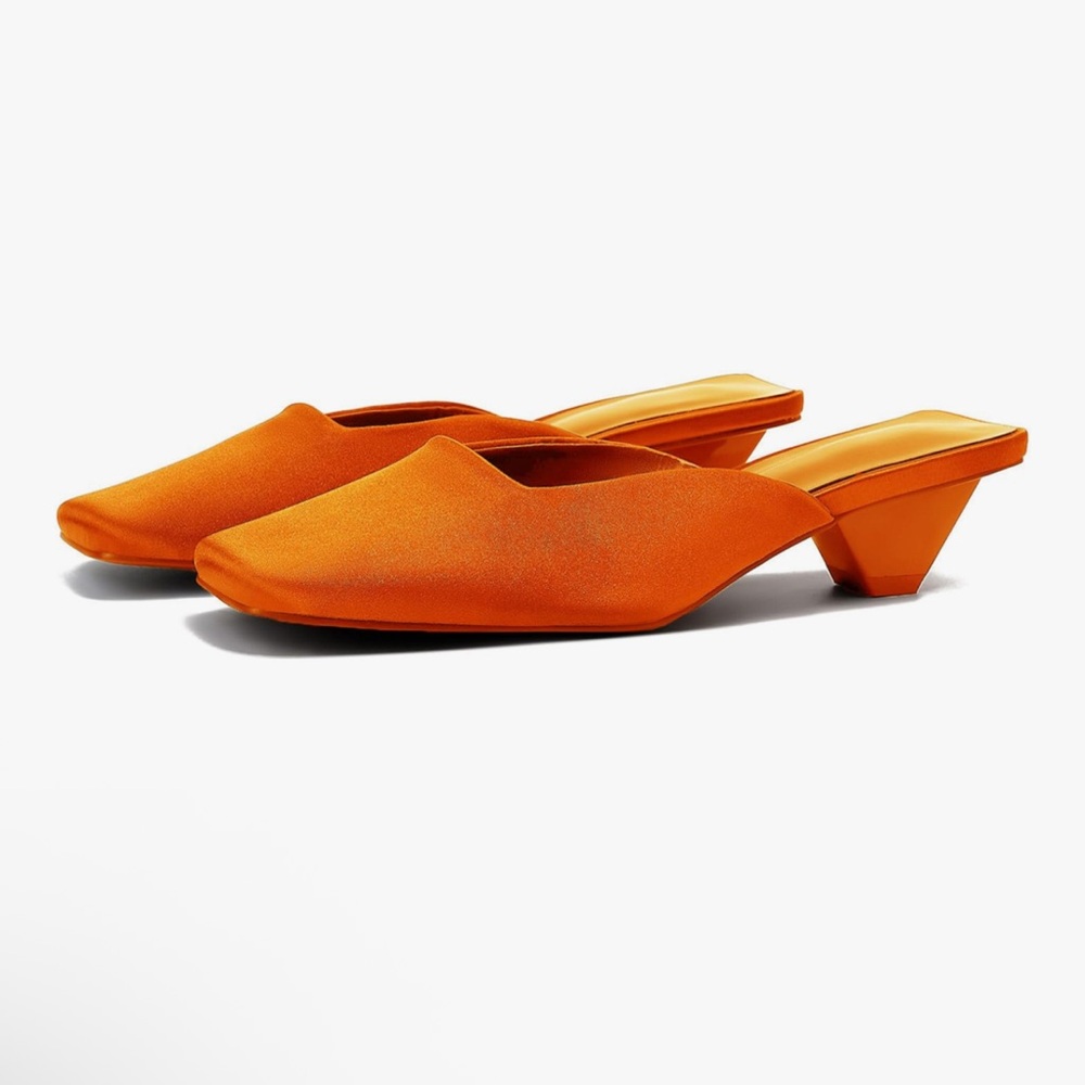 Orange Satin Mules